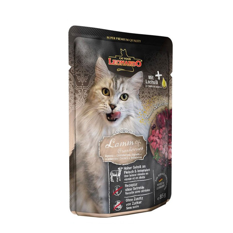 Leonardo Pouch Cordero y Arándano Gatos 85g