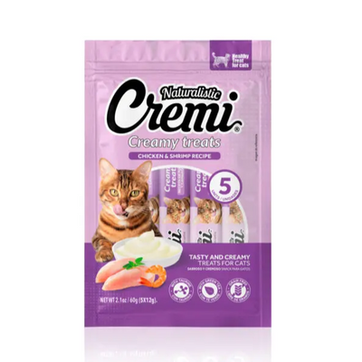 Naturalistic Cremi Gatos Creamy Treats Pollo y Camaron 5un 60g