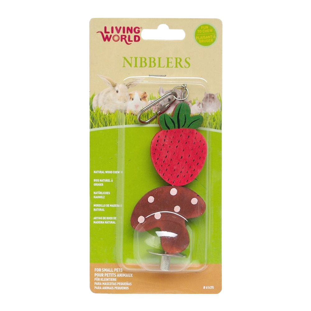 Living World Nibblers Madera Masticable Fresa y Hongo Con Gancho
