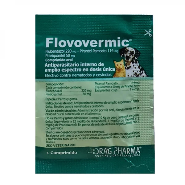 Drag Pharma Antiparasitario Flovovermic Comprimido Oral Perros y Gatos