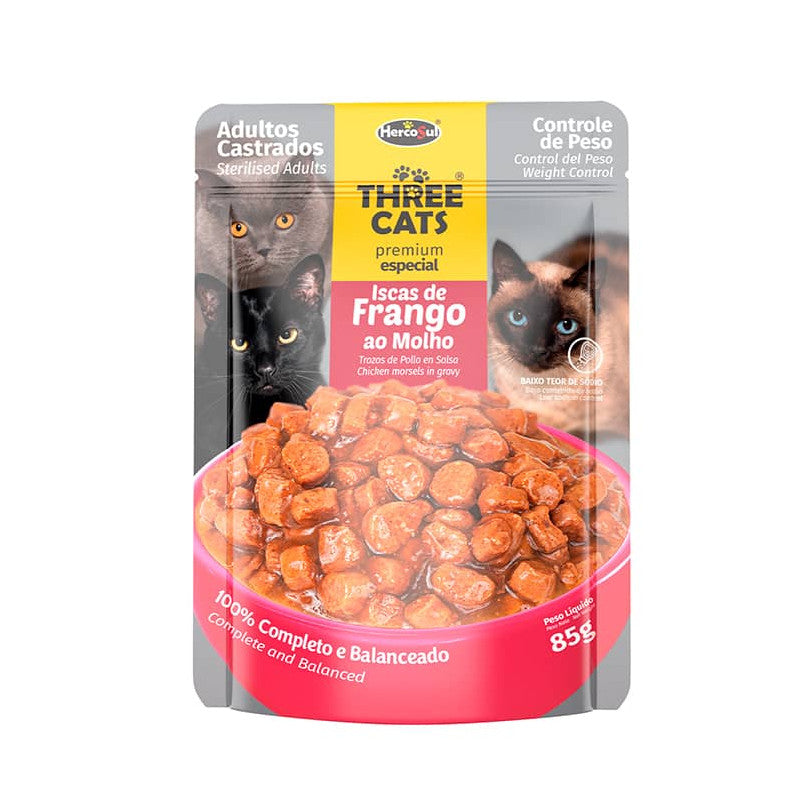 Three Cats Pouch Gatos Castrados Pollo 85g